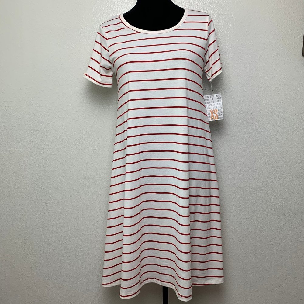 Lularoe Red White Stripes Jessie Swing‎ Dress